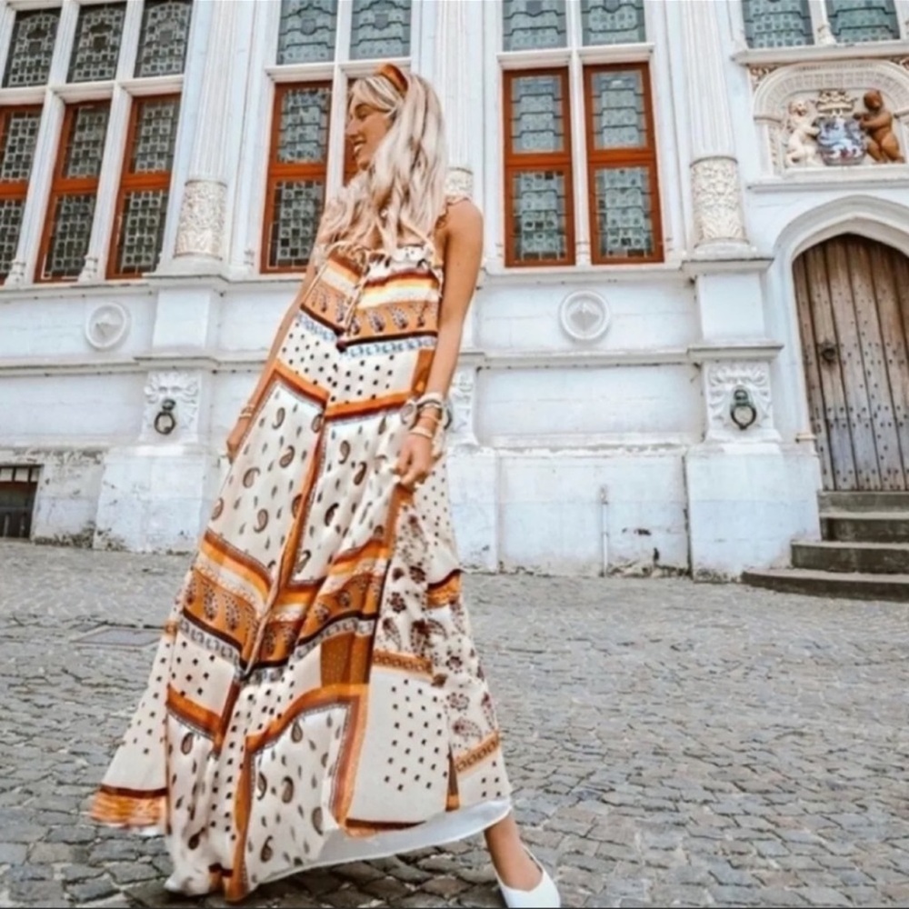 Rare NWT Zara Paisley Boho Maxi Dress XXS blogger favorite fall dress maxi - Picture 3 of 11